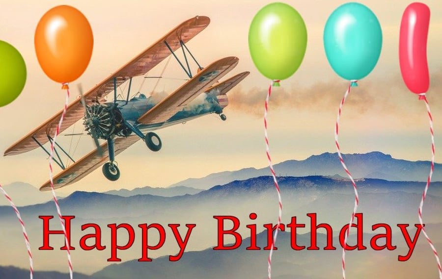 Old Aeroplane Happy Birthday Card A5