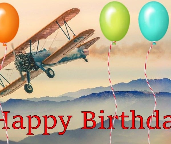 Old Aeroplane Happy Birthday Card A5
