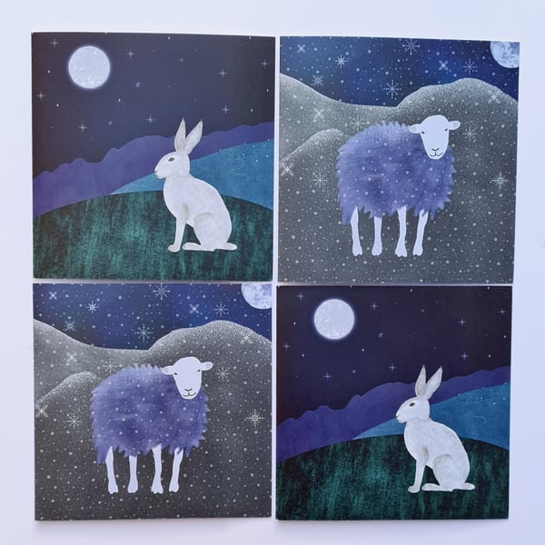 Herdwick Sheep and Mountain Hare Card Pack (4 Cards)