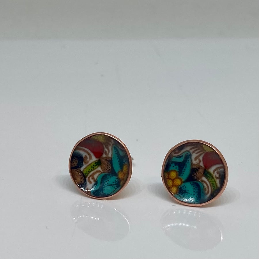 Jacobean Chintz Enamel stud earrings