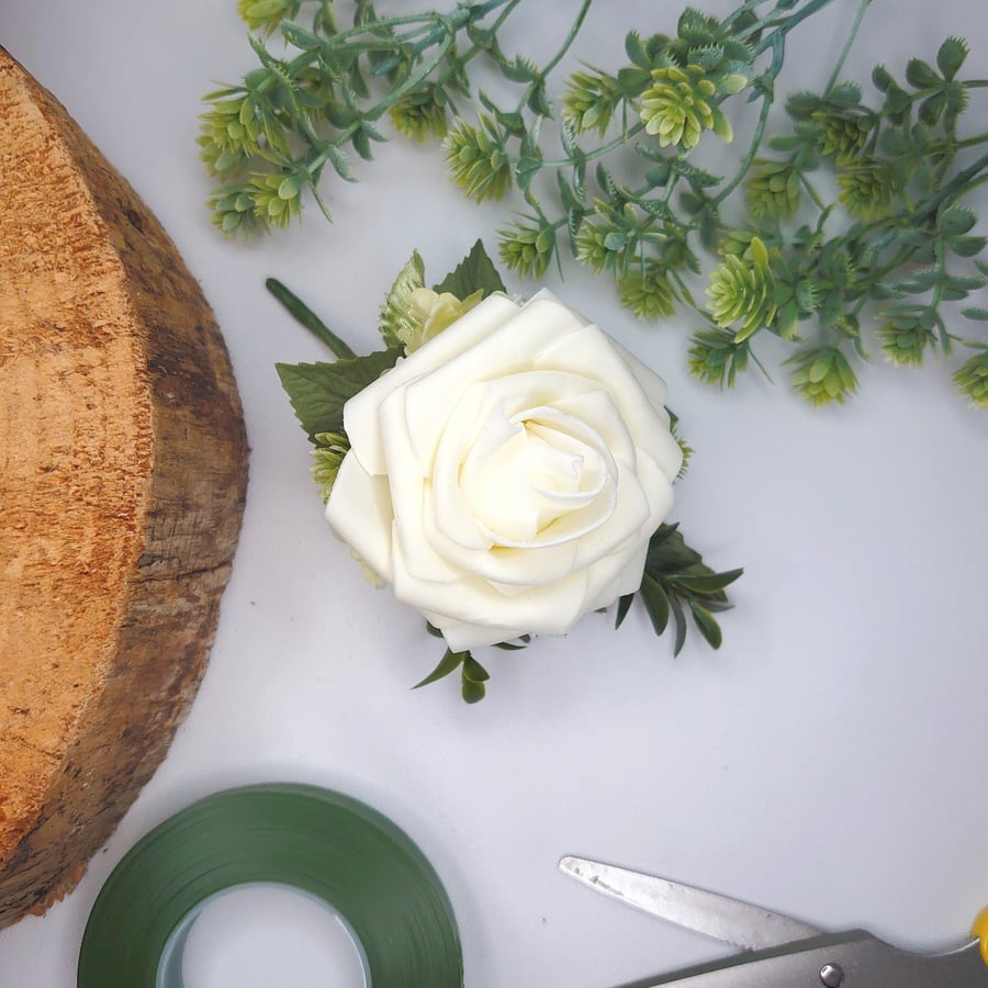 Cream Rose Lapel, Wrist, Handbag Corsage