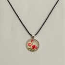 Shabby Chic Floral Glass Pendant Necklace. Design 7