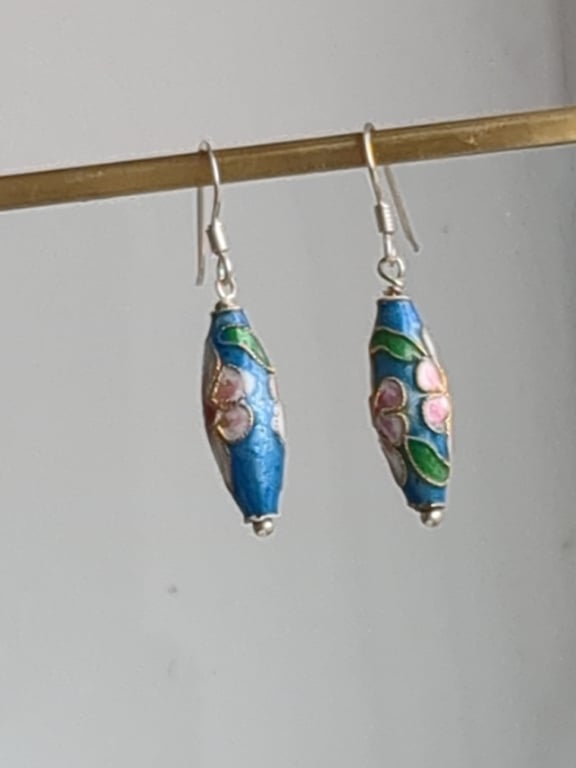Cloisonne drop earrings 