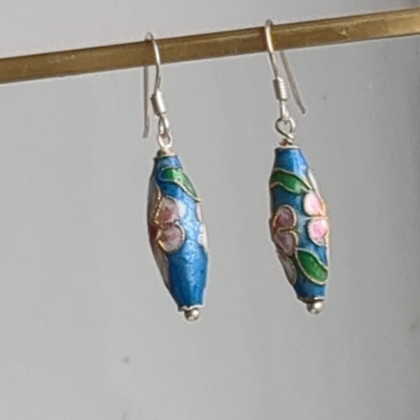 Cloisonne drop earrings 