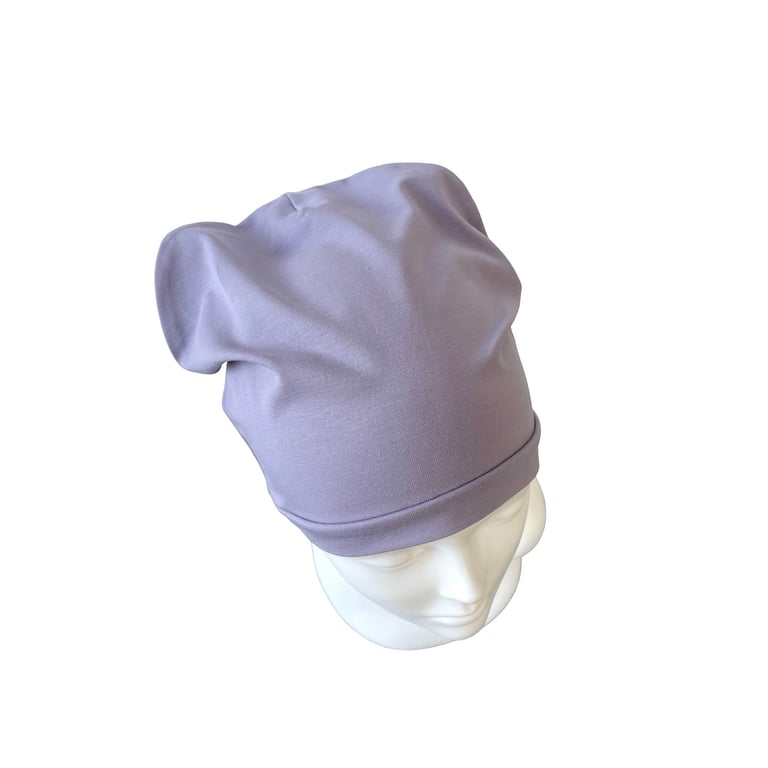 Lilac Summer Beanie Hat, Elastic Cotton Chemotherapy Hat, Cute Beanie Hat 
