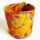 Textile - Cuff - with Free Machine Embroidery 