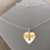 Sterling Silver Gold Bee Charm Heart Necklace