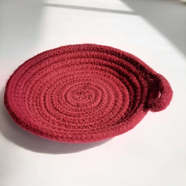 Wine Coloured Coiled Rope Trinket Dish