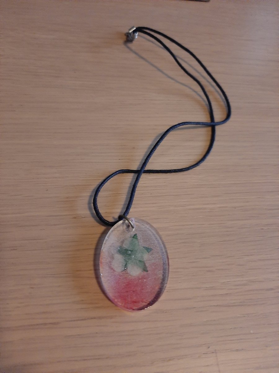 Handmade resin pendant with rope necklace