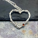  Sterling Silver & Garnet Heart Pendant