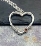  Sterling Silver & Garnet Heart Pendant