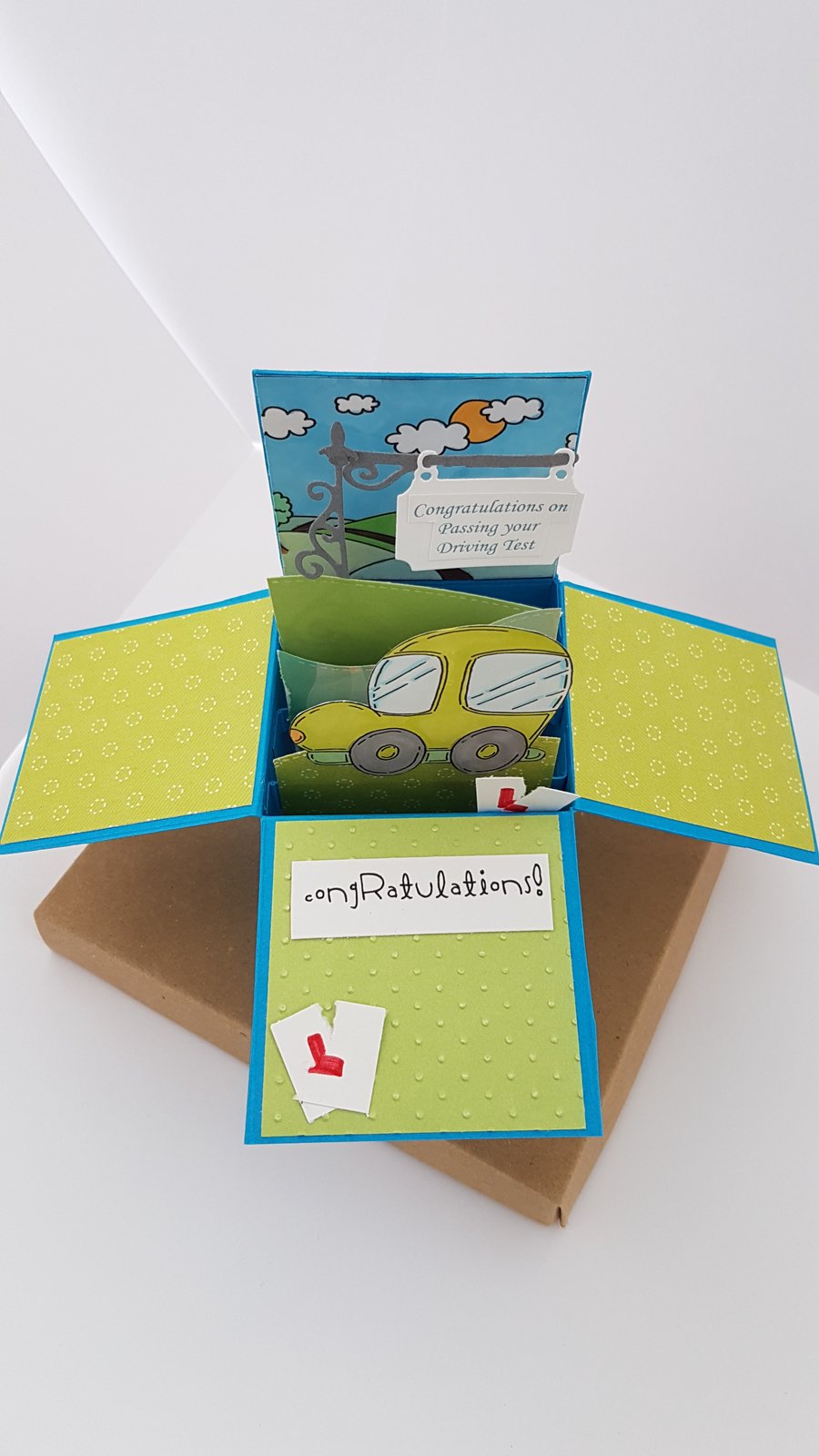 Green Congratulations Driving Test Box Card