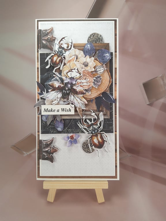 Handmade Crad - 'Make a Wish" with Window Gift Box (53)