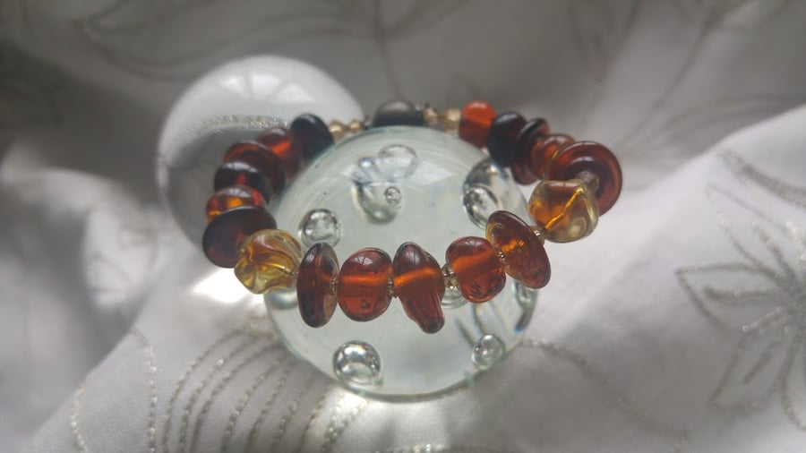 The Amber Variety Lampwork Bead Bracelet