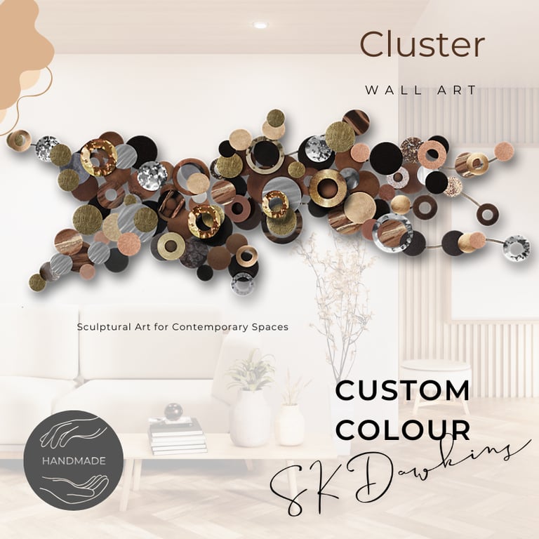 Luxury Large Abstract Metal Wall Sculpture – Mixed Metallic Circles