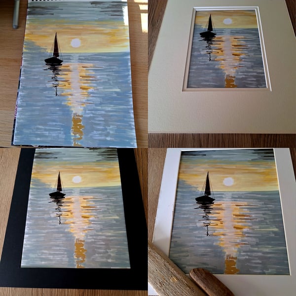 Golden sea acylic painting 