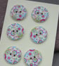 6 Medium Small Painted Round Wooden Craft Buttons - Image 3