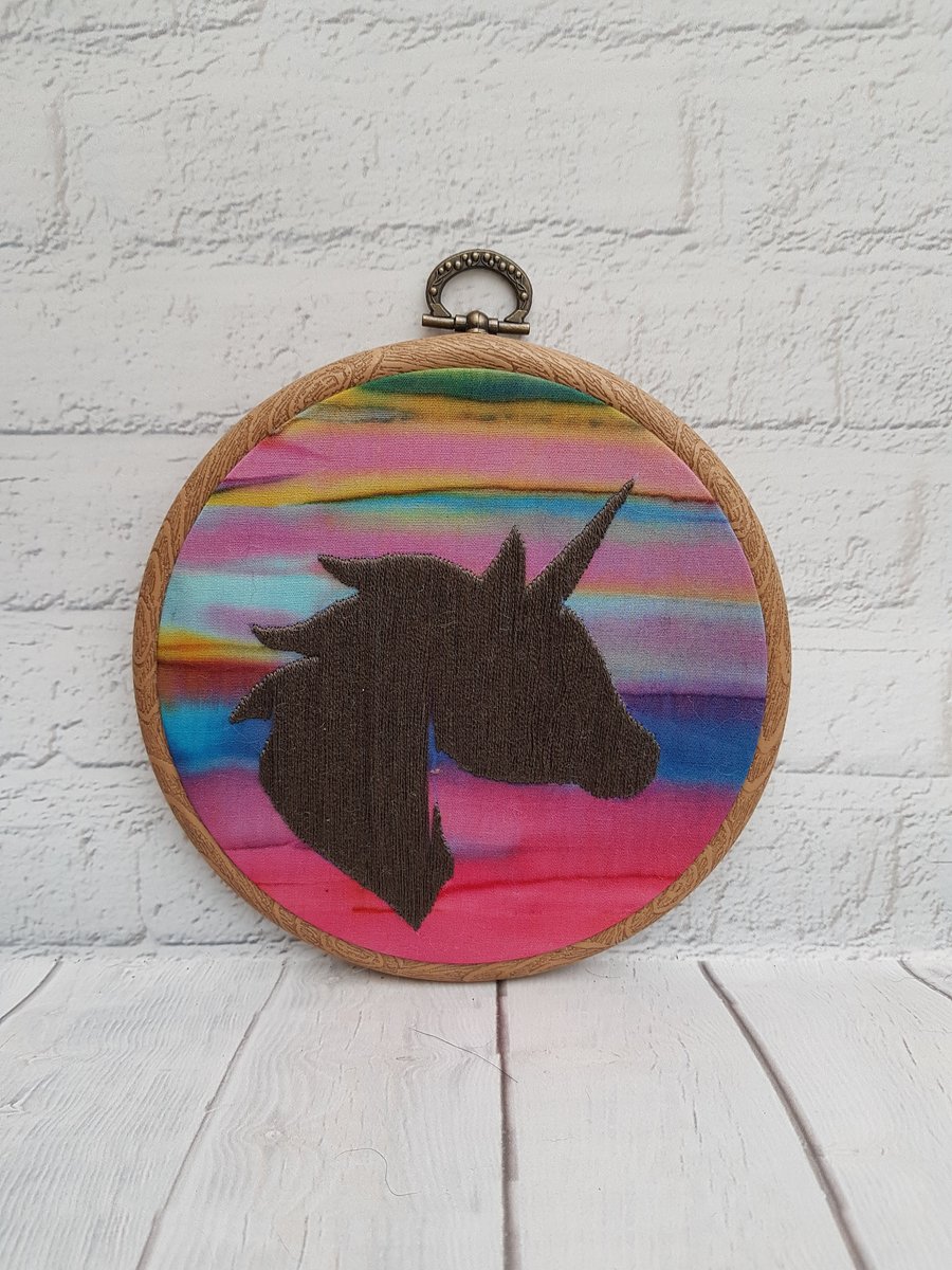 Unicorn Embroidery Hoop, Hoop Art, Hand Embroidery, Mythical Beast, Unicorn Silh