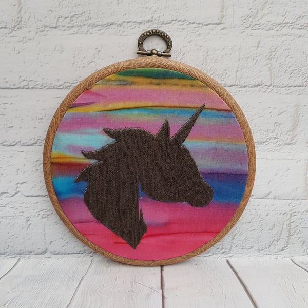 Unicorn Embroidery Hoop, Hoop Art, Hand Embroidery, Mythical Beast, Unicorn Silh