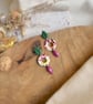 Autumn Fresh Abstract Marbled Hoop & Forest Green Leaf Polymer Clay Dangles - Image 8