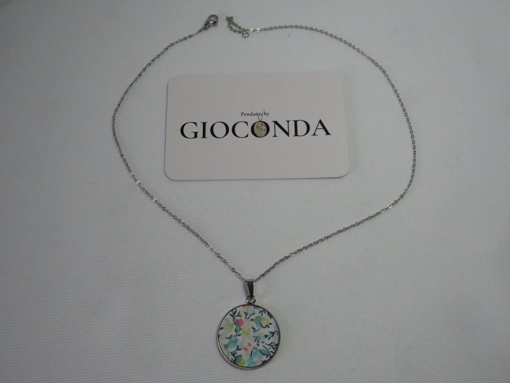 Hand Crafted Pretty Pendant - Made Using Liberty Print Fabric 
