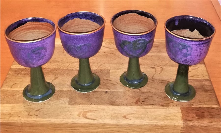 Traditional design stoneware and delightful Wine goblets