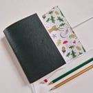 Christmas Journal or sketchbook, Deer and Dark Green Leather, A6 Summer Seconds