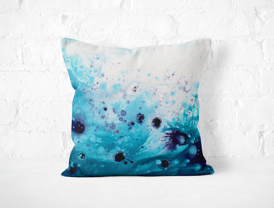 Amoebas Blue & White Cushion - Medium