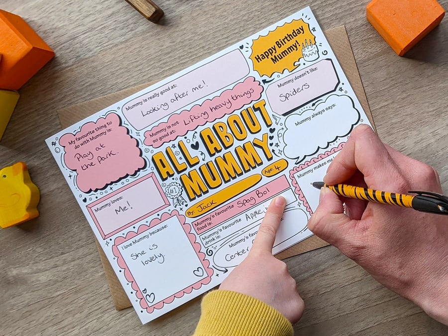 ALL ABOUT MUMMY Happy Birthday Card - Fill in the Blanks - Q&A Interview ABM