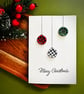 Christmas bauble gingham button card handmade winter holiday greeting card - Image 7