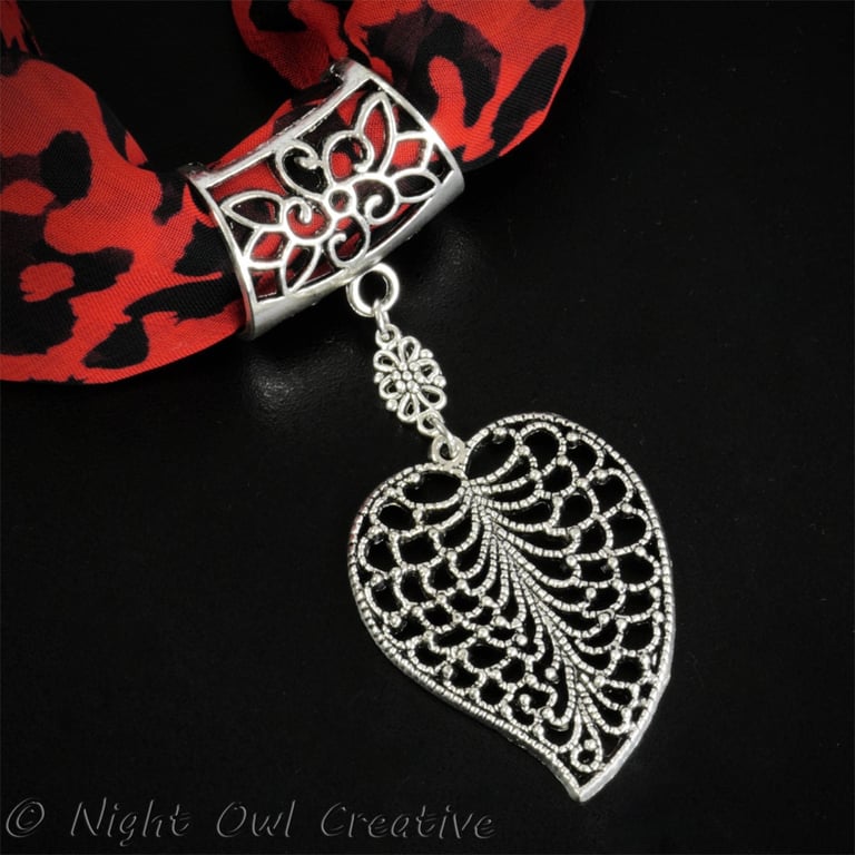 Filigree Leaf Scarf Pendant, Scarf Ring, Jewellery for Scarves