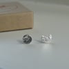 Full and crescent moon mismatched stud earrings in recycled silver