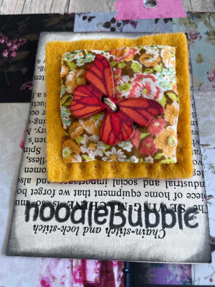 Russet Butterfly felt brooch 