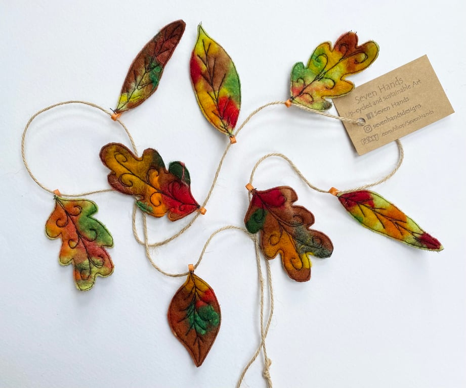 Autumn leaf garland or bunting home decorations. 