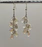 Wire Wrapped Iridescent Clear Teardrop Cluster Dangle Earrings, Sterling Silver - Image 5