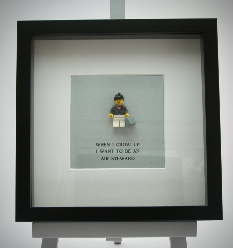When I grow up I want to be an Air Steward LEGO mini figure frame.