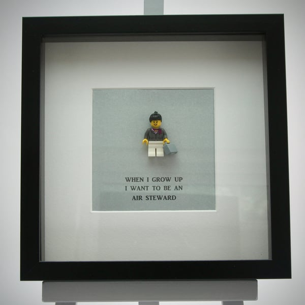 When I grow up I want to be an Air Steward LEGO mini figure frame.