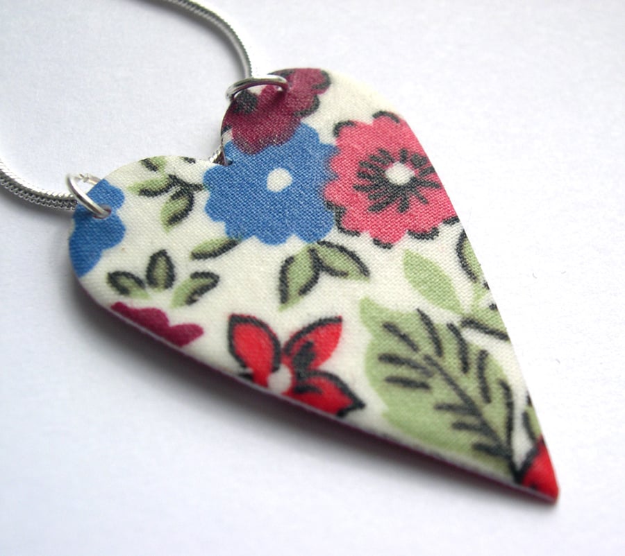 Hardened Liberty of London Fabric Heart Necklace