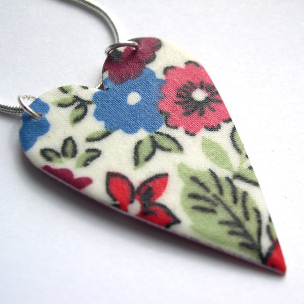 Hardened Liberty of London Fabric Heart Necklace
