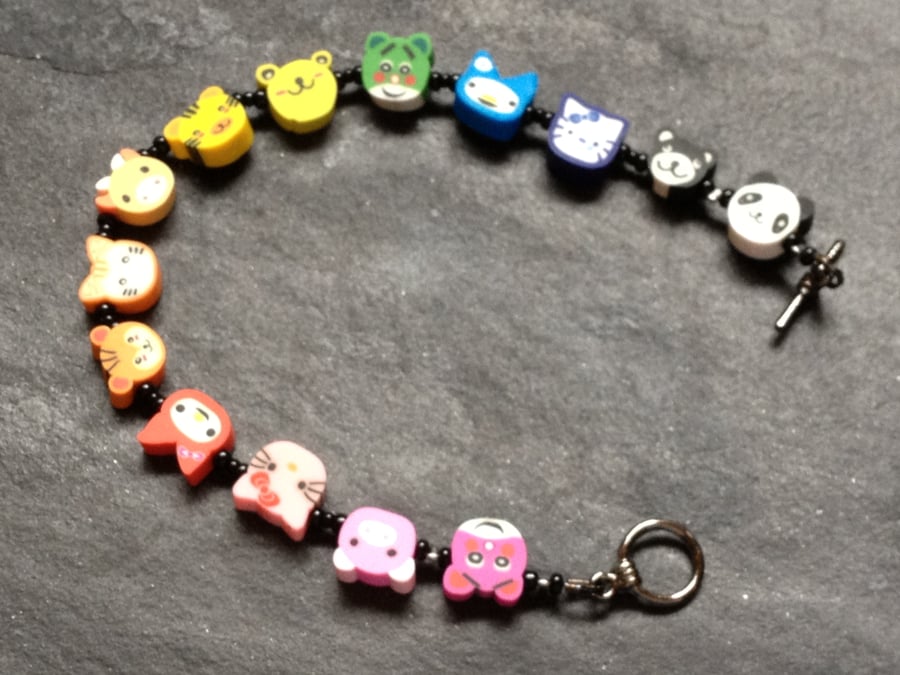 Animal Magic Collection Rainbow Zoo Kitsch Polymer Clay Bracelet