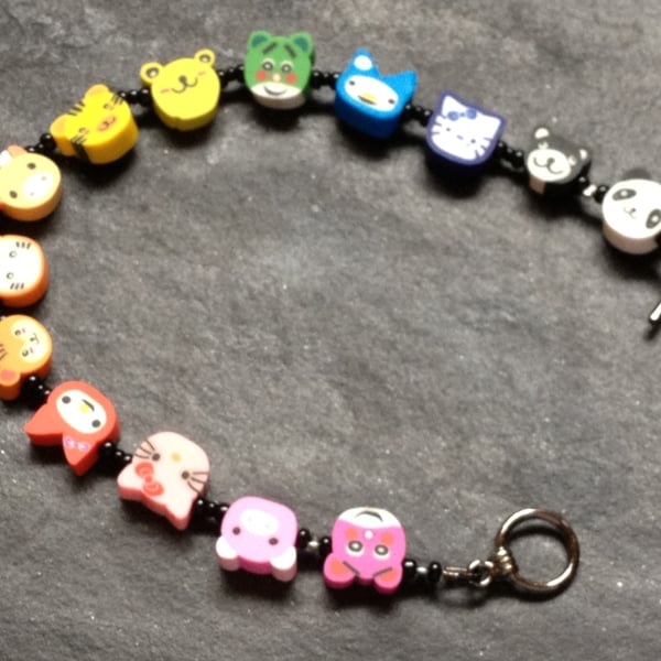 Animal Magic Collection Rainbow Zoo Kitsch Polymer Clay Bracelet
