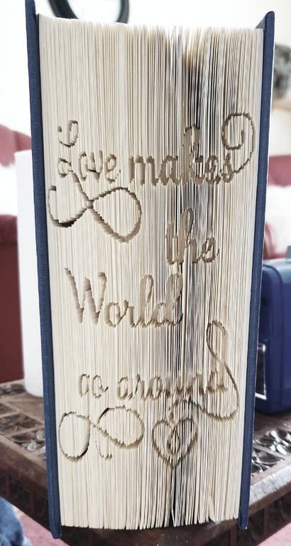 Love makes the world go around CUT & FOLD Book Folding Pattern - EMAILED PDF