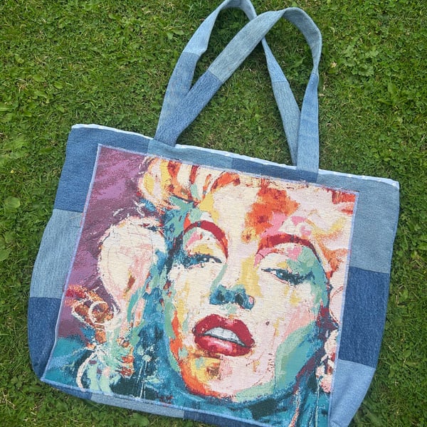 Marilyn Monroe denim tote bag