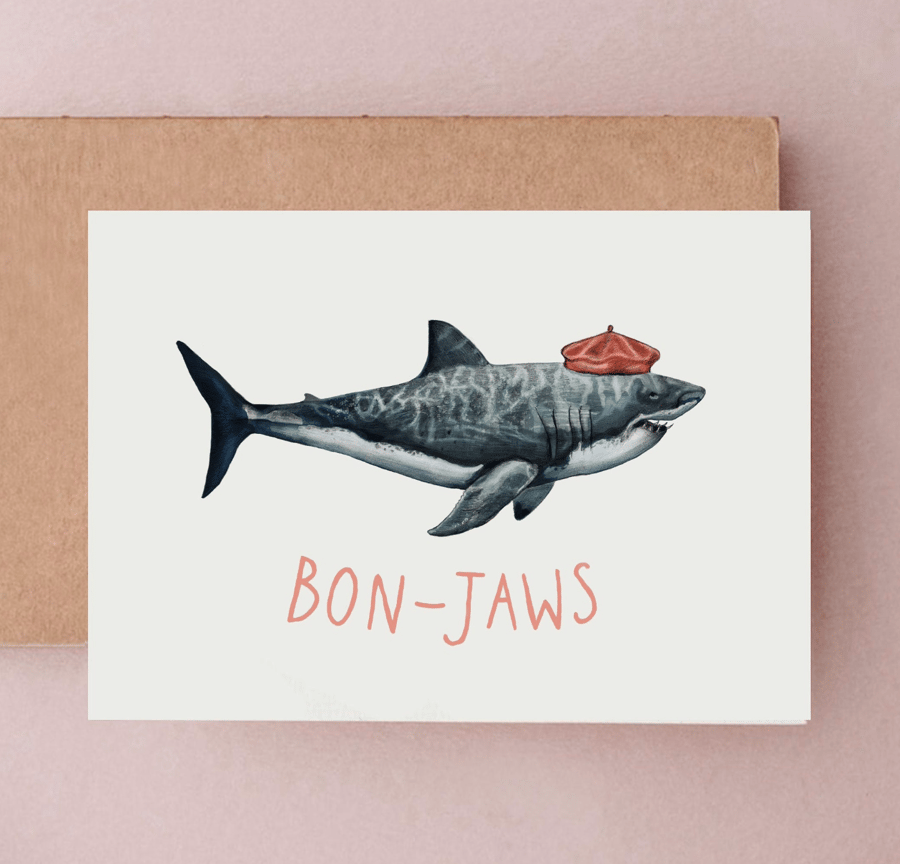 Funny Shark Card - Shark Birthday Card, Bon-Jaws Card, Greetings Cards