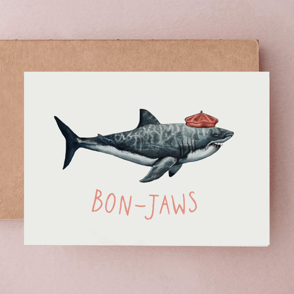 Funny Shark Card - Shark Birthday Card, Bon-Jaws Card, Greetings Cards