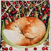  Original Watercolour Winter Christmas Sleeping Fox