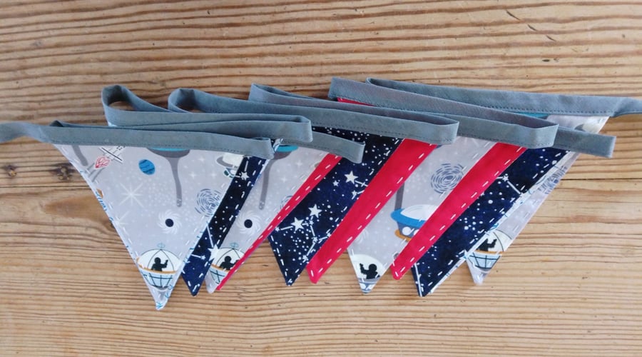 mini bunting handmade in a space theme.