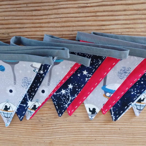mini bunting handmade in a space theme.