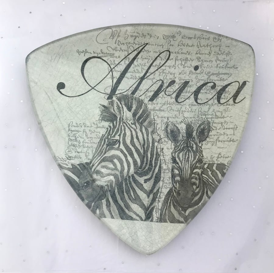 Triangular decorative zebra trinket dish