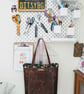 Genuine leather tote bag, rustic leather bag, leather shoulder bag, chocolate le - Image 7
